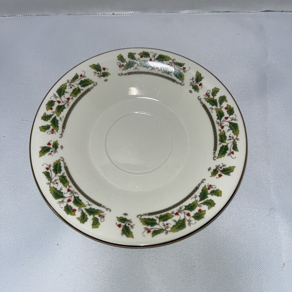 Royal Limited Holly Holiday Tea Cup Saucer Replacement Vintage Christmas‎ 5.75"